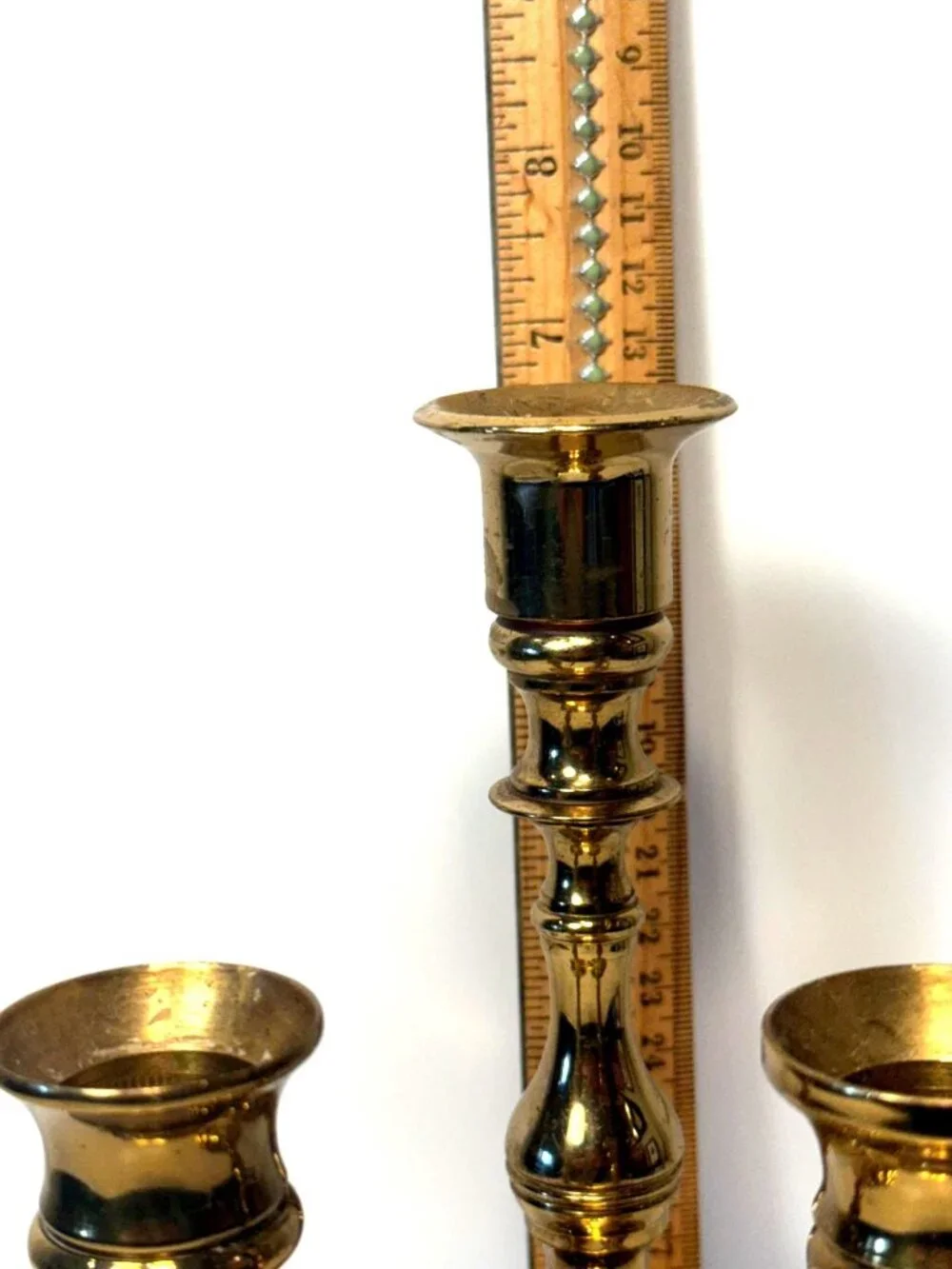 Brass Candlesticks Candle Holders Set of 3 Octagon Base Antique